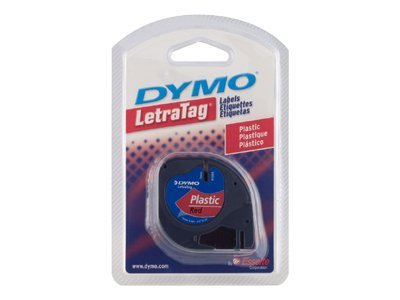 DYMO LT PLASTIC LABELS BLACK/RED 1/2